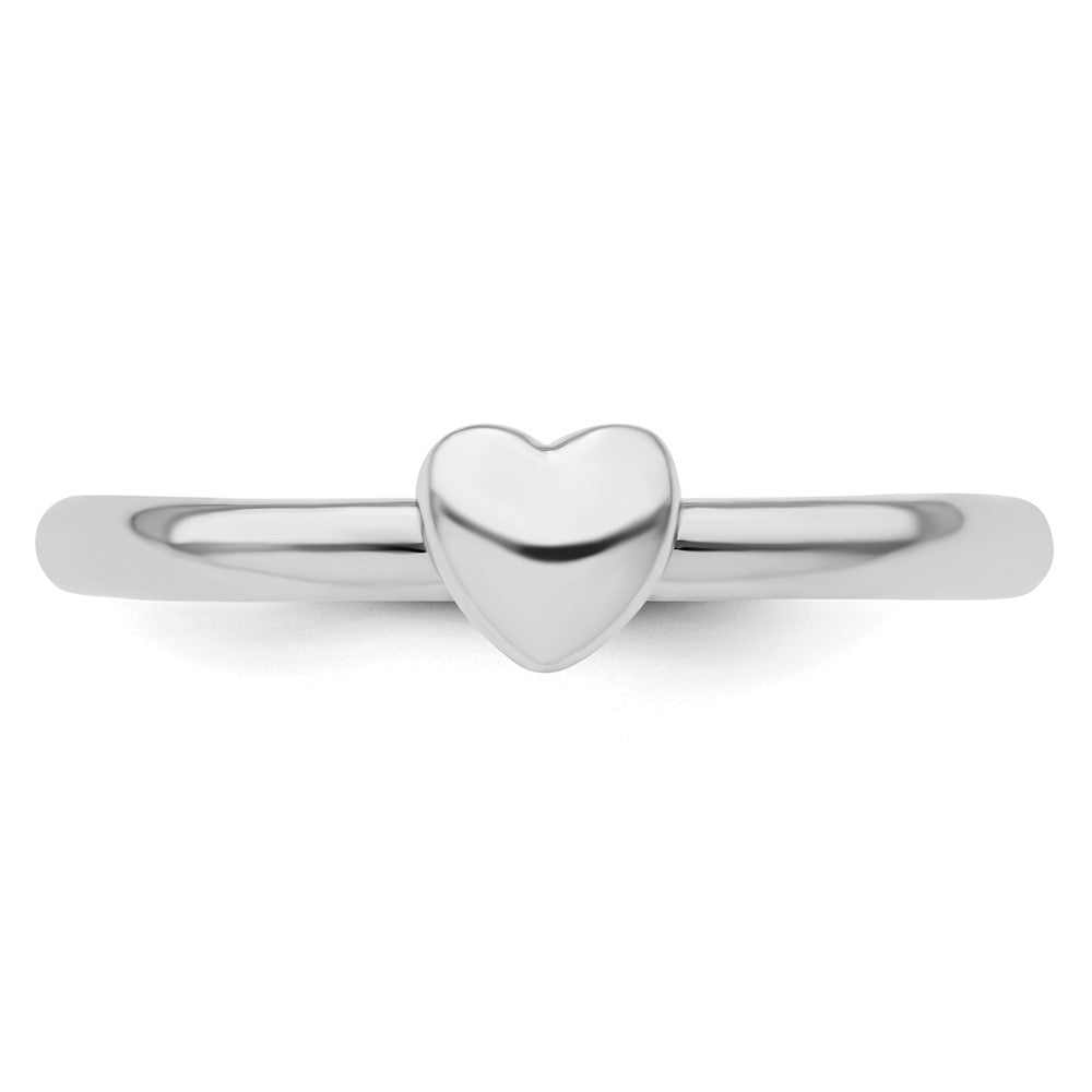 Sterling Silver Stackable Expressions Rhodium Puffed Heart Ring Size -8
