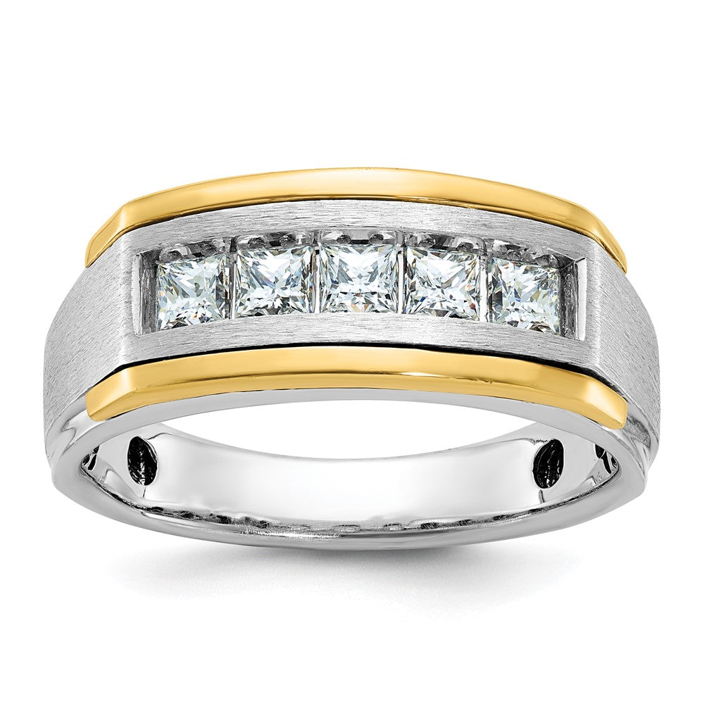 IBGoodman 14k Two-tone 1 carat Lab Grown Diamond VS/SI+ G+ Complete Polished and Satin Men's Ring