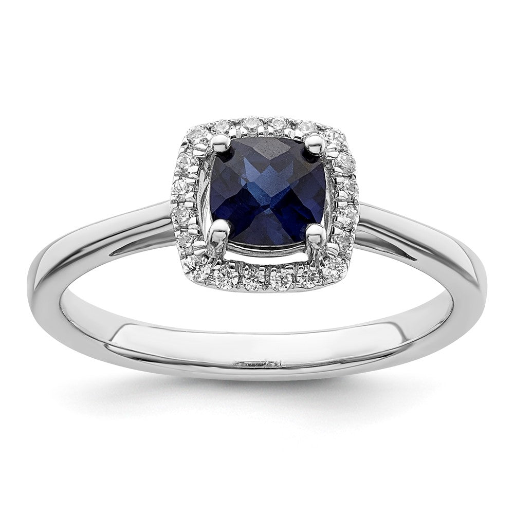 10kw ANT Created Blue Sapphire and Diamond Ring