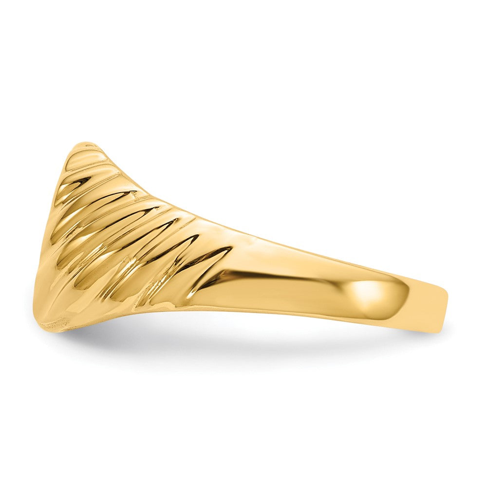 14K Gold Polished Baby Rectangle Signet w/Stripes Ring Size 2.25