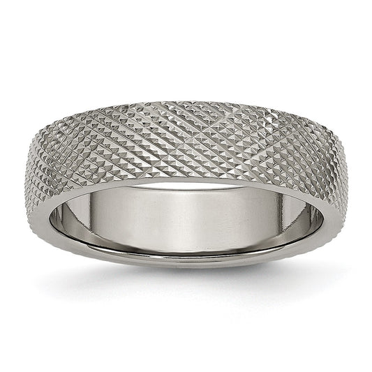 Titanium Polished and Textured 6mm Band Size - 11