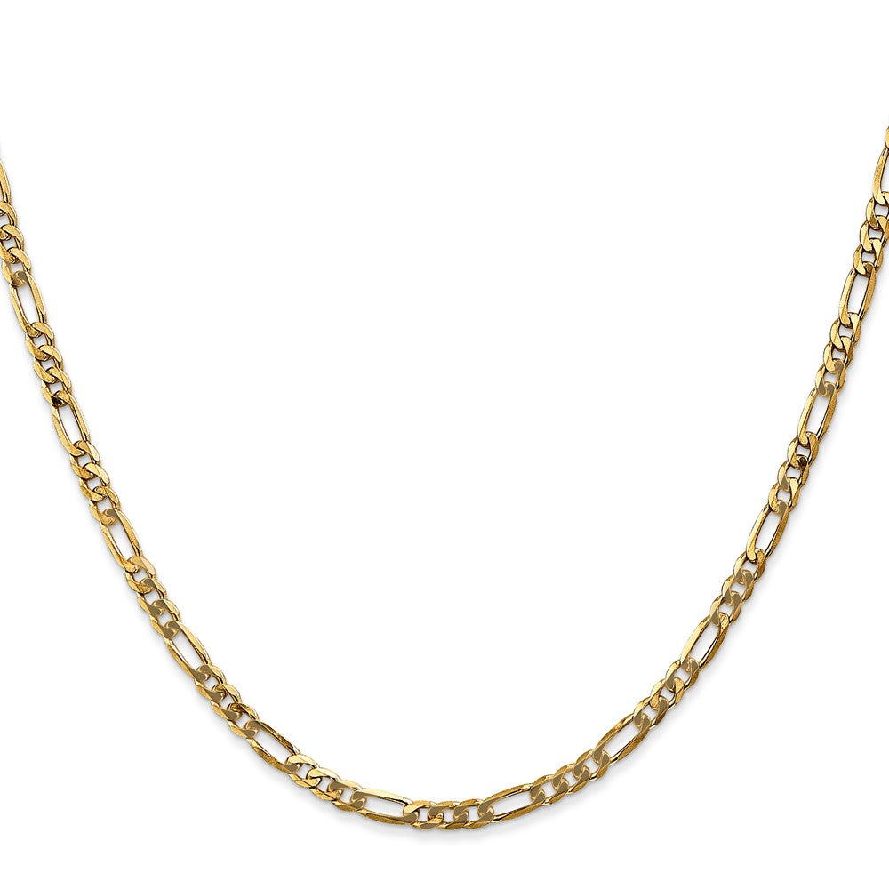 14K 28 inch 3mm Flat Figaro with Lobster Clasp Chain