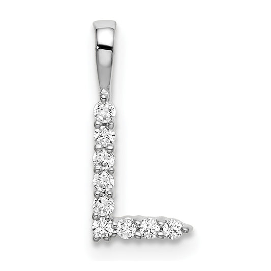 14k White Gold 1/10 carat Lab Grown Diamond VS/SI+ G+ Letter L Initial Pendant