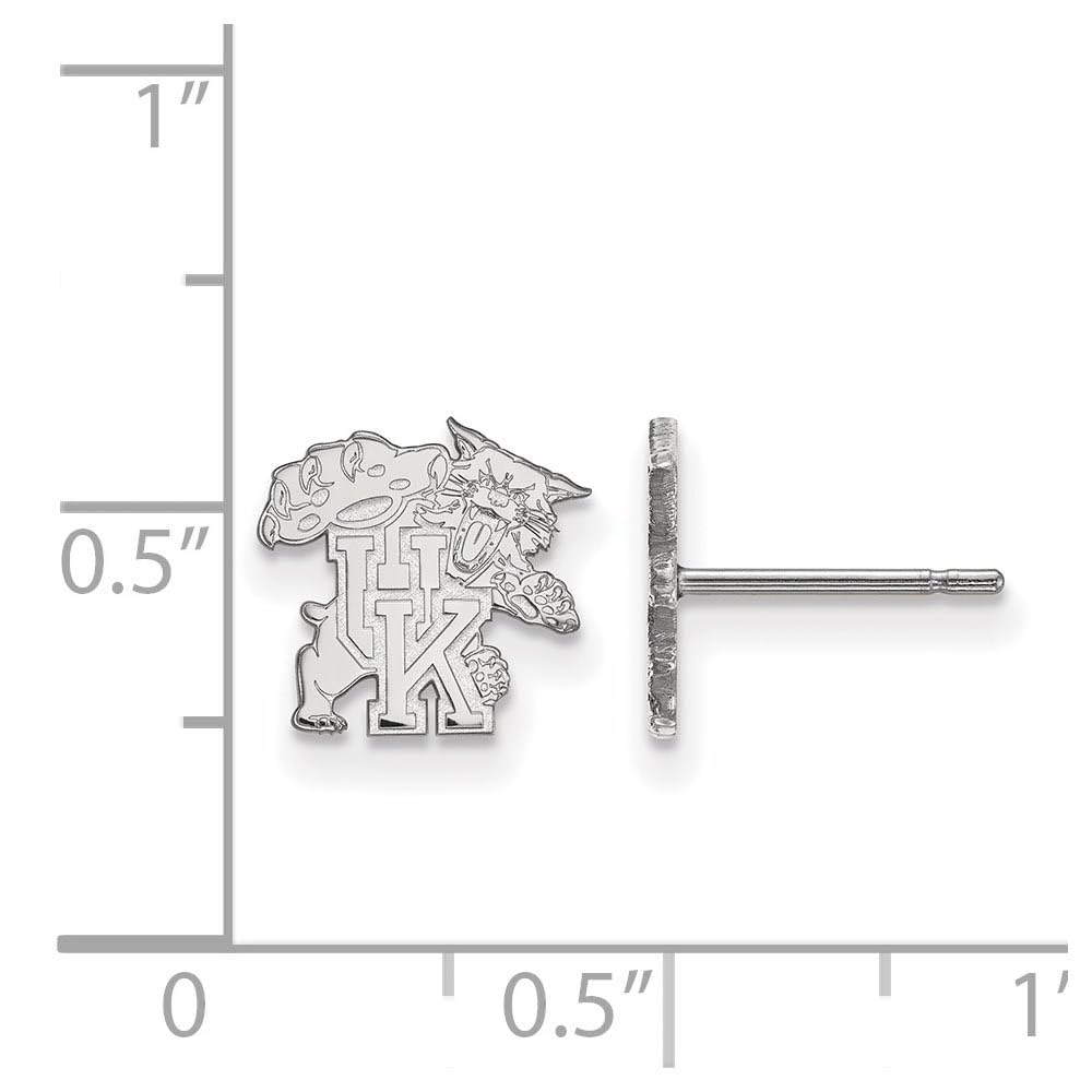 Sterling Silver Rhodium-plated LogoArt University of Kentucky U-K Wildcat Extra Small Post Earrings QSS050UK