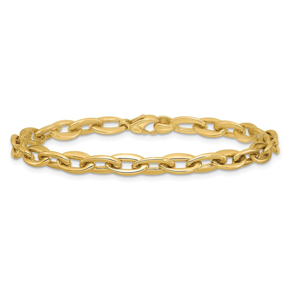 14K Polished Fancy 5.5mm Oval Link Bracelet 7.5  inches