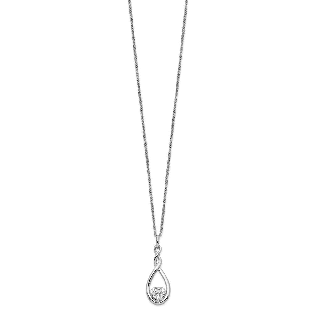 Sentimental Expressions Sterling Silver Rhodium-plated CZ Love You Forever 18in. Necklace 18 Inches