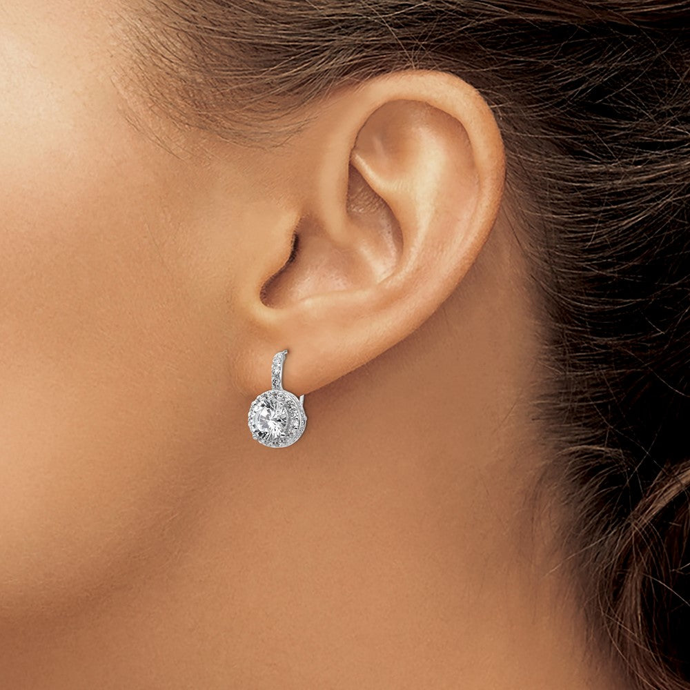 Sterling Silver Rhodium Plated Diamond-cut 2x35mm Hoop Earrings