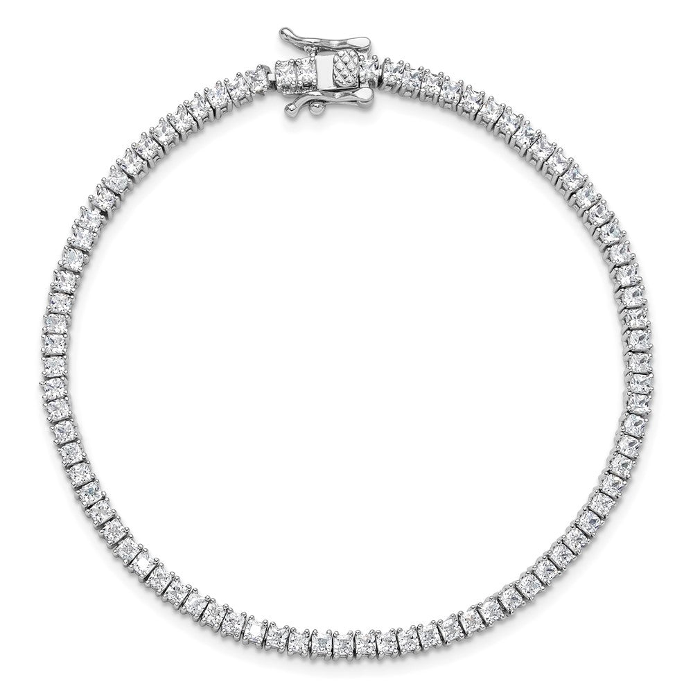 Sterling Silver Rhodium-plated 3mm Princess Cut CZ 7.75in Tennis Bracelet 8 inches
