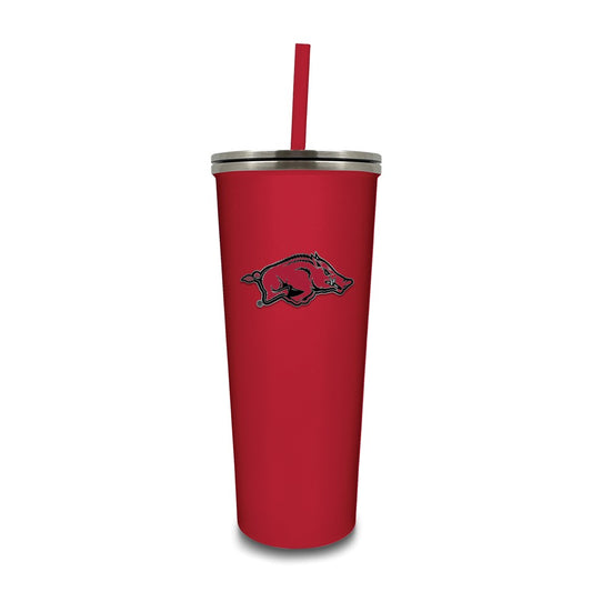 university of Arkansas Stainless Steel 24 ounce Skinny Tumbler with Straw