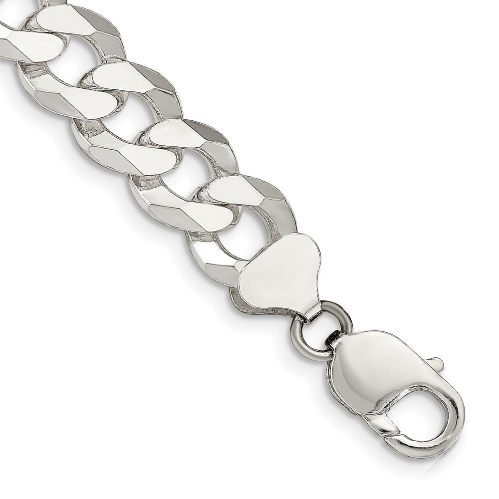 Sterling Silver 12.3mm Beveled Curb Chain 8 inches