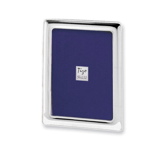 925 Sterling Silver Tarnish Resistant Beaded 4x6 Photo Frame with Finished Wood Back