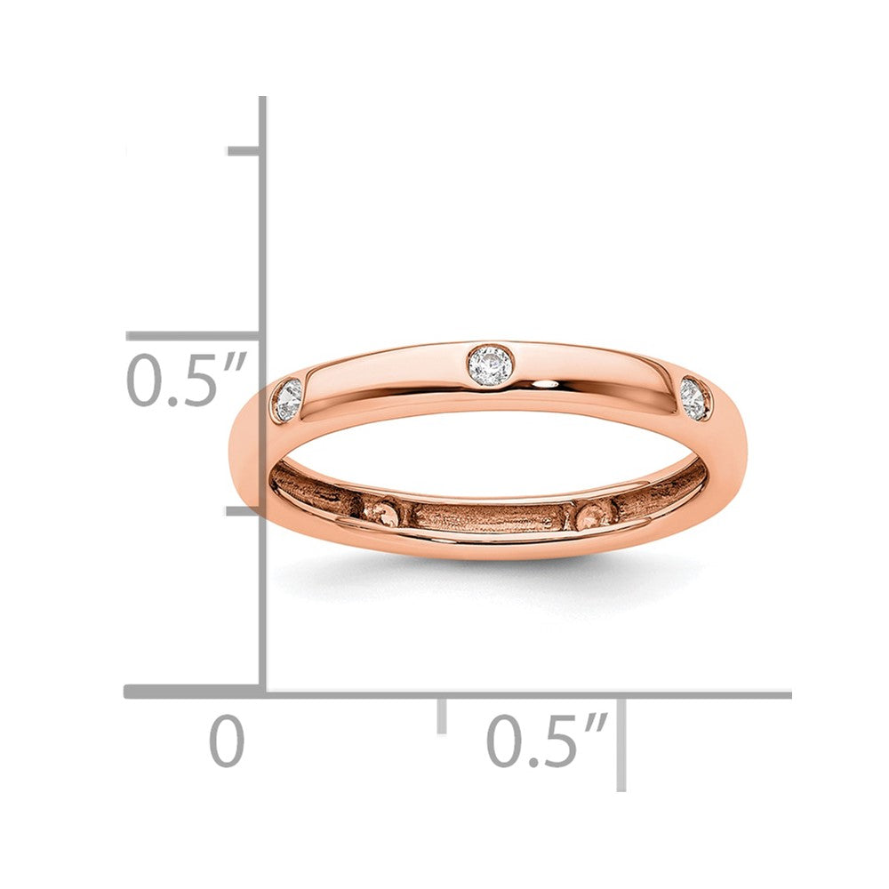 14k Rose Gold Polished Size 5.5 Bezel-set 1/10 carat Diamond Complete Eternity Band