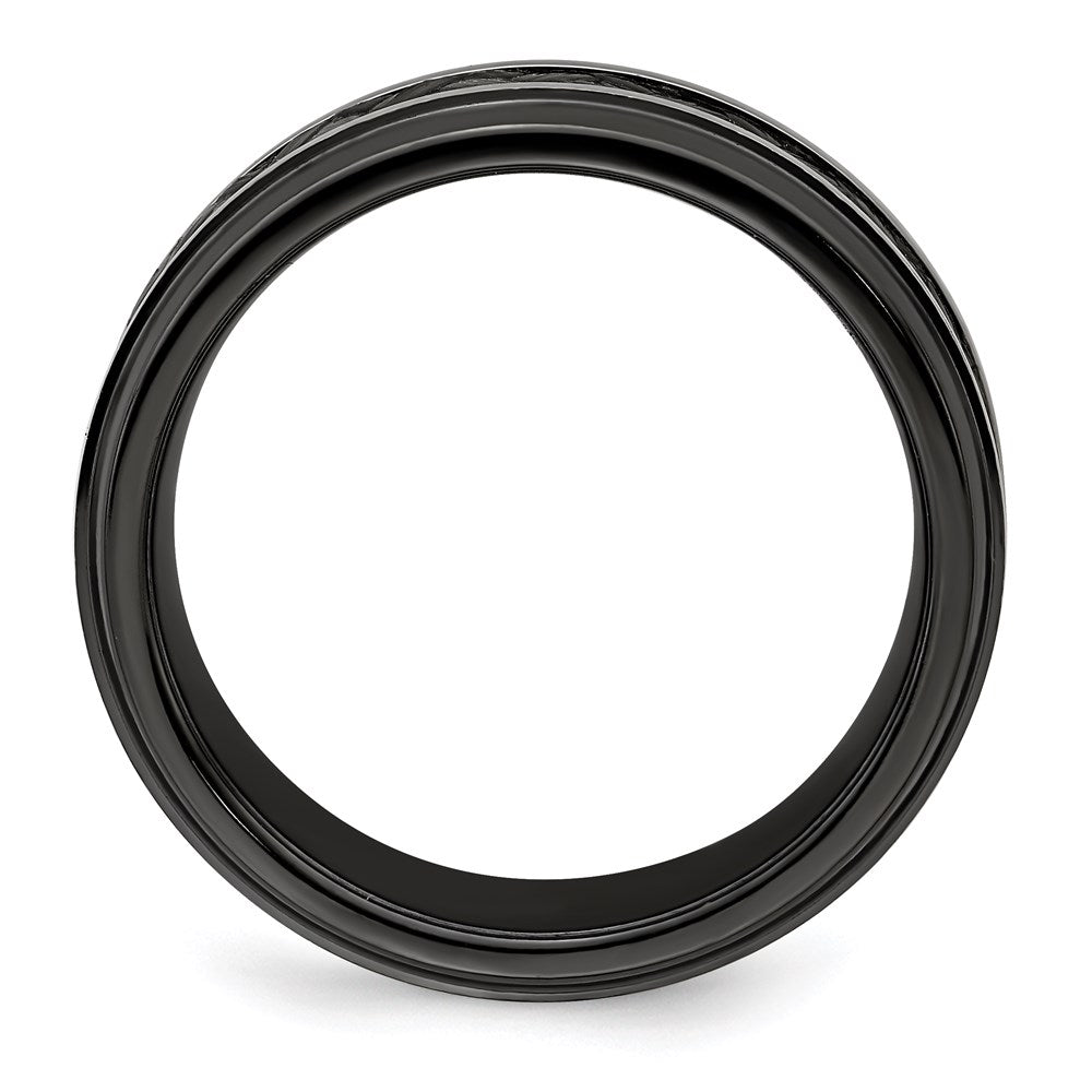 Titanium 8mm Black Stepped Black Carbon Fiber Insert Band