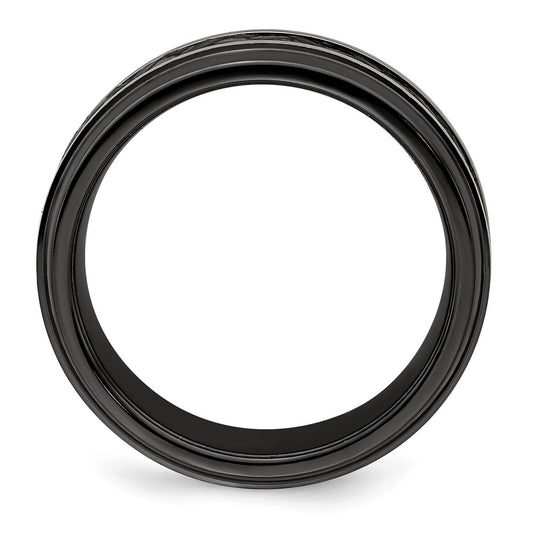 Titanium 8mm Black Stepped Black Carbon Fiber Insert Band