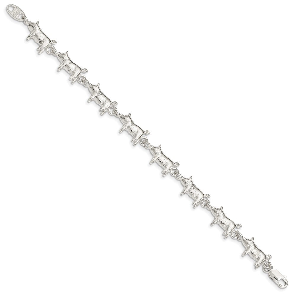Sterling Silver Pig Bracelet 7 inches