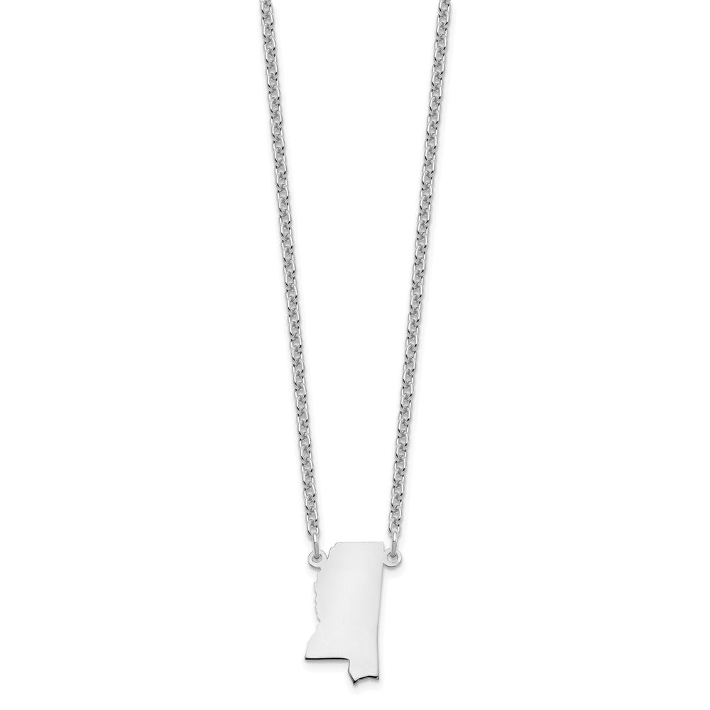 Sterling Silver/Rhodium-plated Mississippi State Necklace