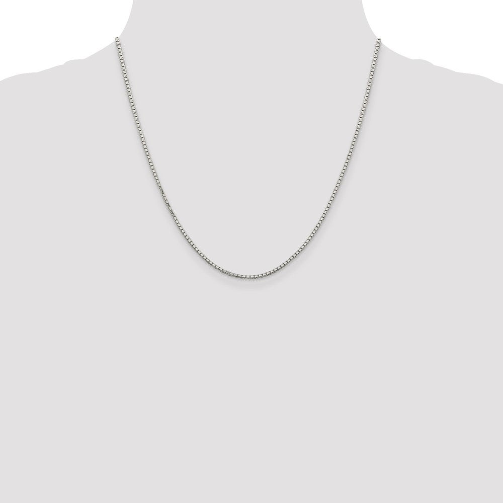 Sterling Silver Rhodium-plated 1.7mm 8 Sided D/C Mirror Box Chain 20 Inches