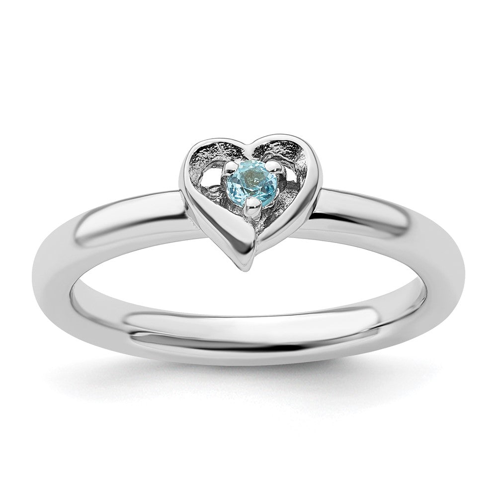Sterling Silver Stackable Expressions Blue Topaz Heart Ring Size -10