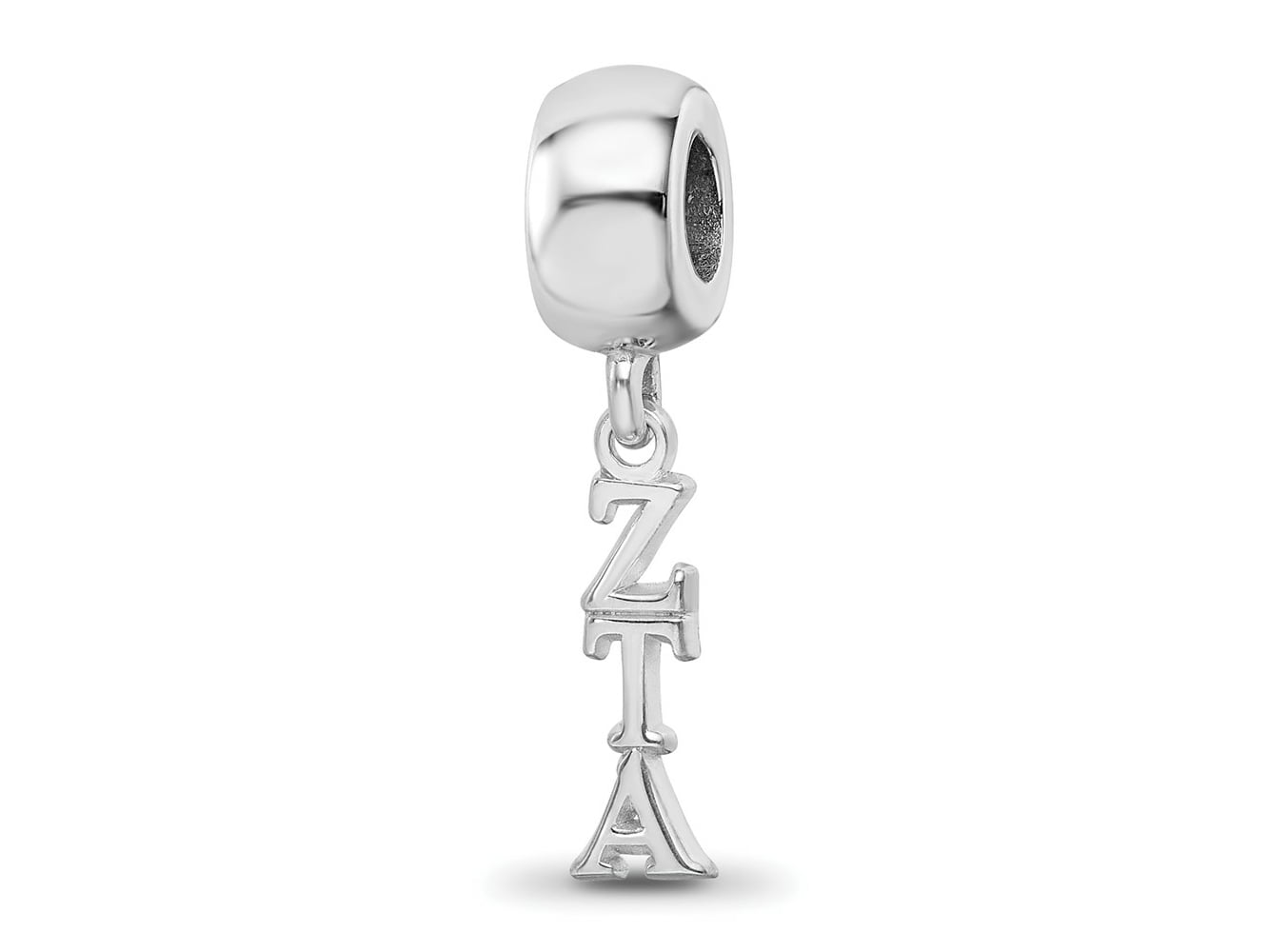 Sterling Silver Rhodium-plated LogoArt Zeta Tau Alpha Vertical Letters Bead QZTA005BD1-SS