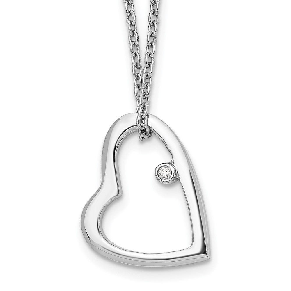 White Ice Sterling Silver Rhodium-plated 18 Inch Diamond Open Heart Necklace with 2 Inch Extender 18 Inches