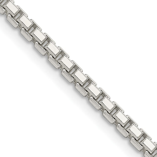 Sterling Silver 2.5mm 8 Sided Diamond-cut Box Chain 36 Inches