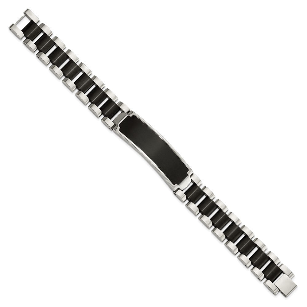 Stainless Steel Brushed and Polished Black IP-plated 8.5in ID Bracelet 8.5 inches