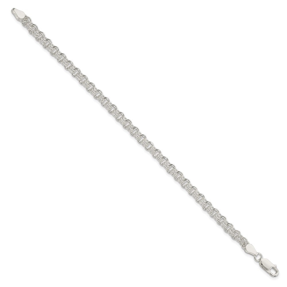 Sterling Silver 4mm Double Link Charm Bracelet 8 inches
