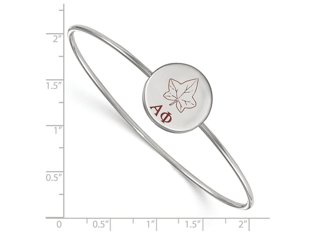 Sterling Silver Official Licensed Greek Sororities 7in Alpha Phi (??) Enameled Slip-on Bangle