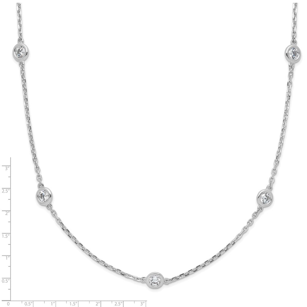 Sterling Shimmer Sterling Silver Rhodium-plated 3mm CZ 15 Stone 15 Station 24 inch Necklace 24 Inches