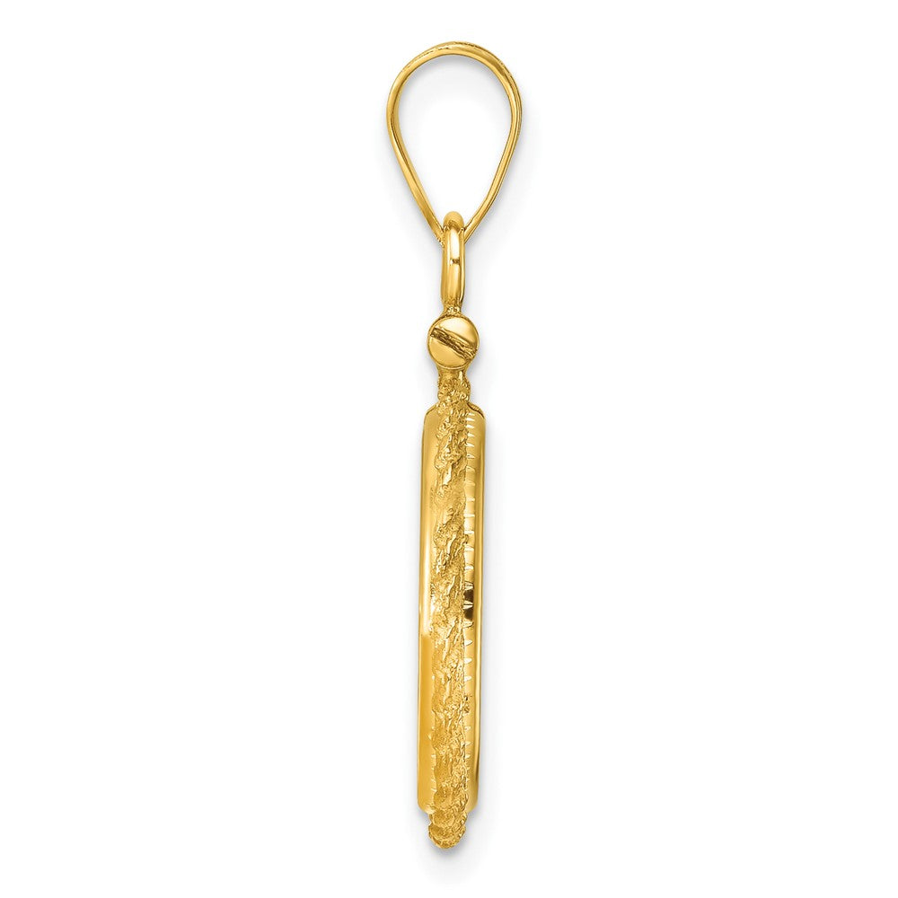 Wideband Distinguished Coin Jewelry 14k Polished Casted Rope 14.0mm x 1.1mm Screw Top Coin Bezel Pendant