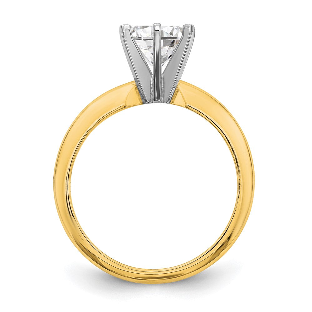 14k Two-Tone 1/4 carat Heavy-Weight Half-Round 6-Prong Round Solitaire Ring Mounting