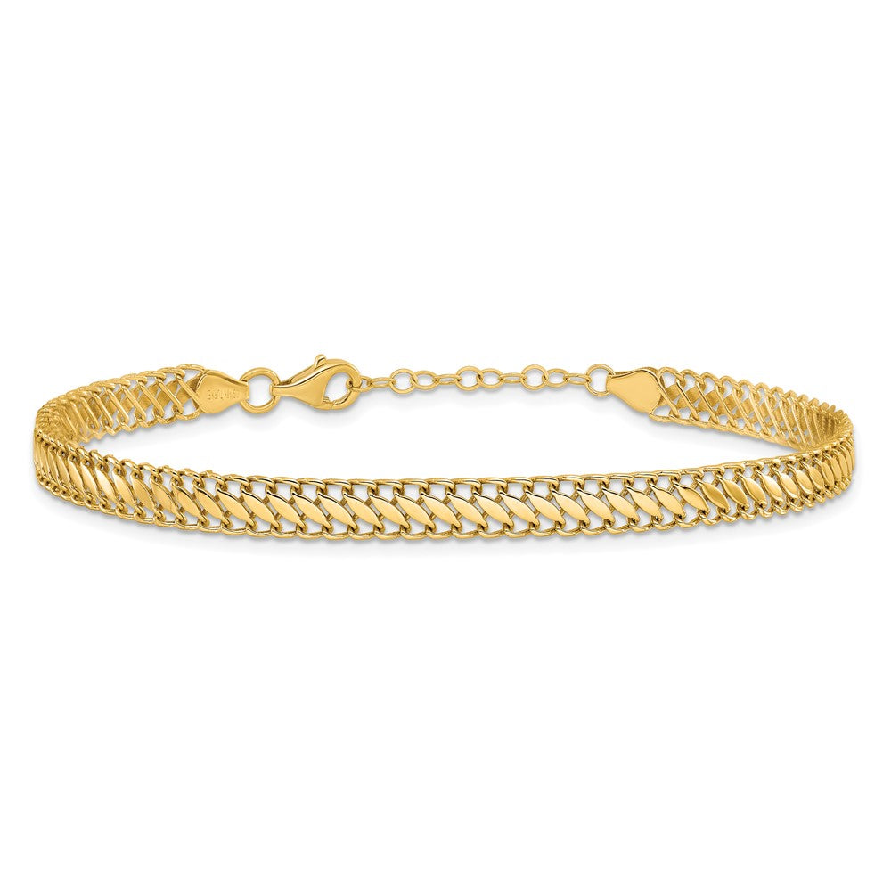 10K Polished Fancy Link w/1in ext. Bracelet