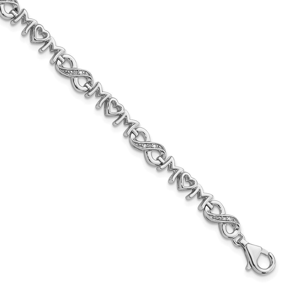 Sterling Silver Rhodium-plated Heart Mom Infinity Diamond Bracelet 7.5 inches