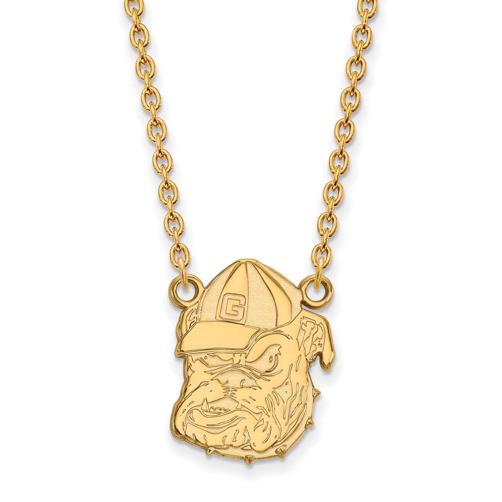10k Gold LogoArt University of Georgia Bulldog Large Pendant 18 inch Necklace Q1Y055UGA-18