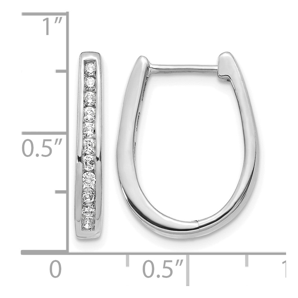 14k White Gold 1/2 carat Diamond Channel-set Oval Hinged Hoop Earrings