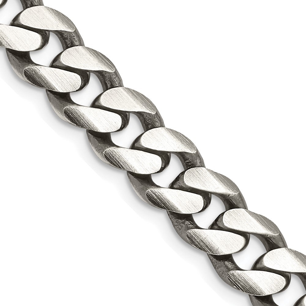 Sterling Silver Antiqued 9.3mm Curb Chain 20 Inches