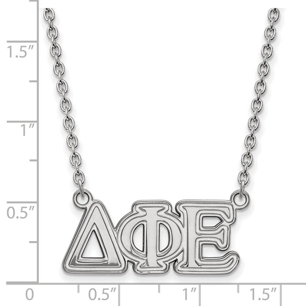 Sterling Silver 18in Official Licensed Greek Sororities Delta Phi Epsilon (???) Medium Pendant w/ Necklace