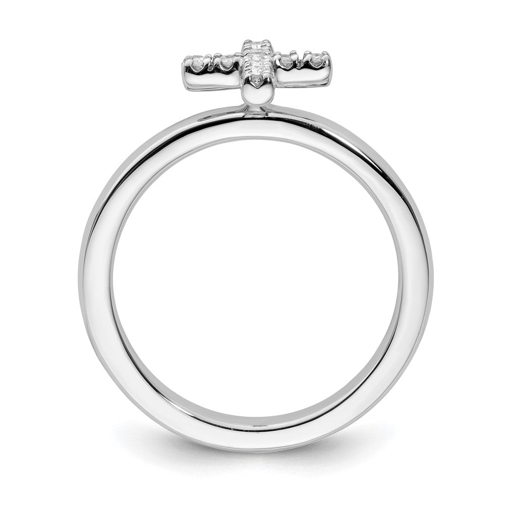Sterling Silver Stackable Expressions Cross Diamond Ring Size -9
