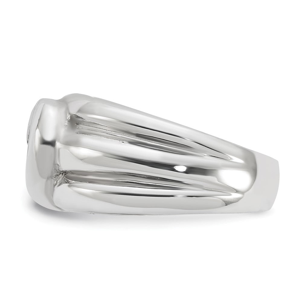 Sterling Silver Fancy Curved Heart Enameled Ring