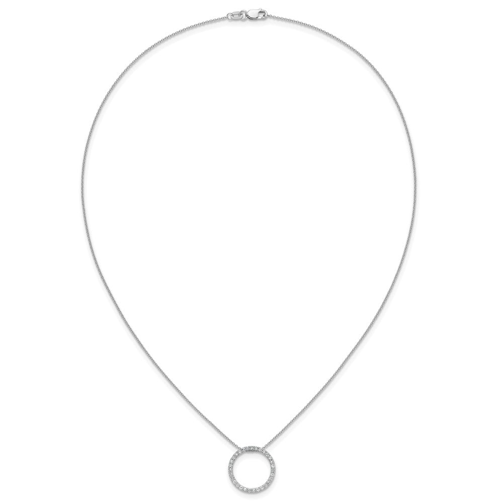 14k White Gold Diamond Circle 18 inch Necklace