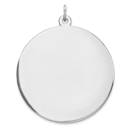 Sterling Silver Rhod-plated Eng. Rnd Polish Front/Back Disc Charm