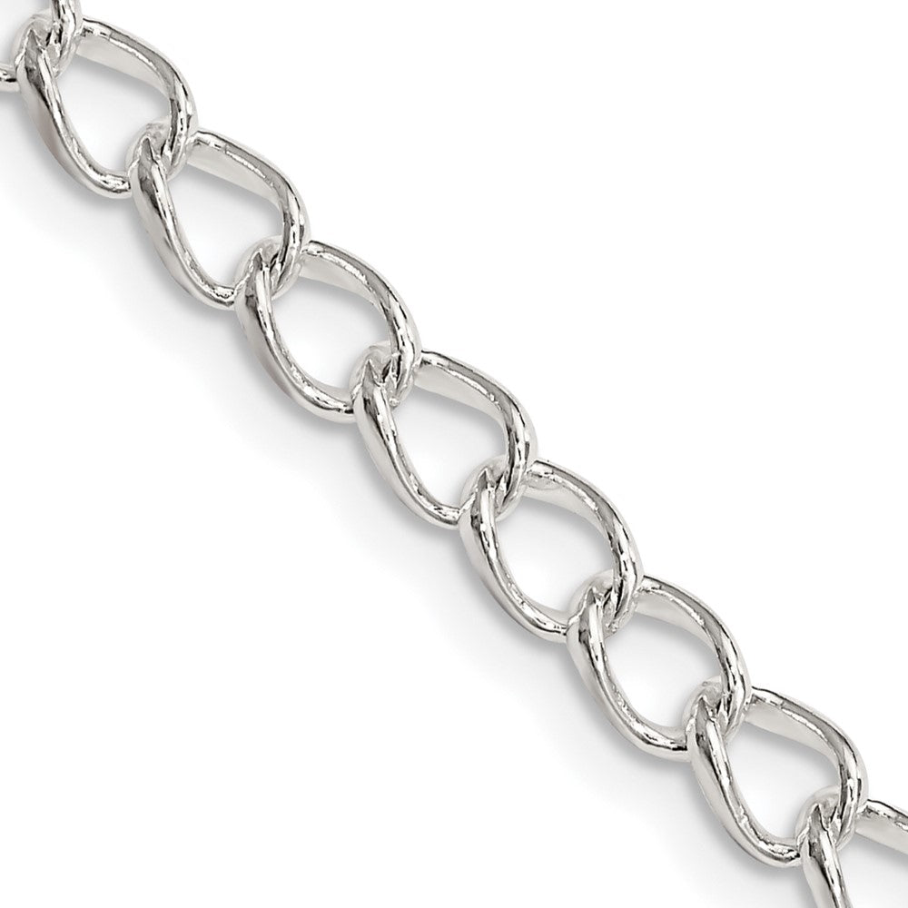 Sterling Silver 4.5mm Half round Wire Open Curb Chain 20 Inches