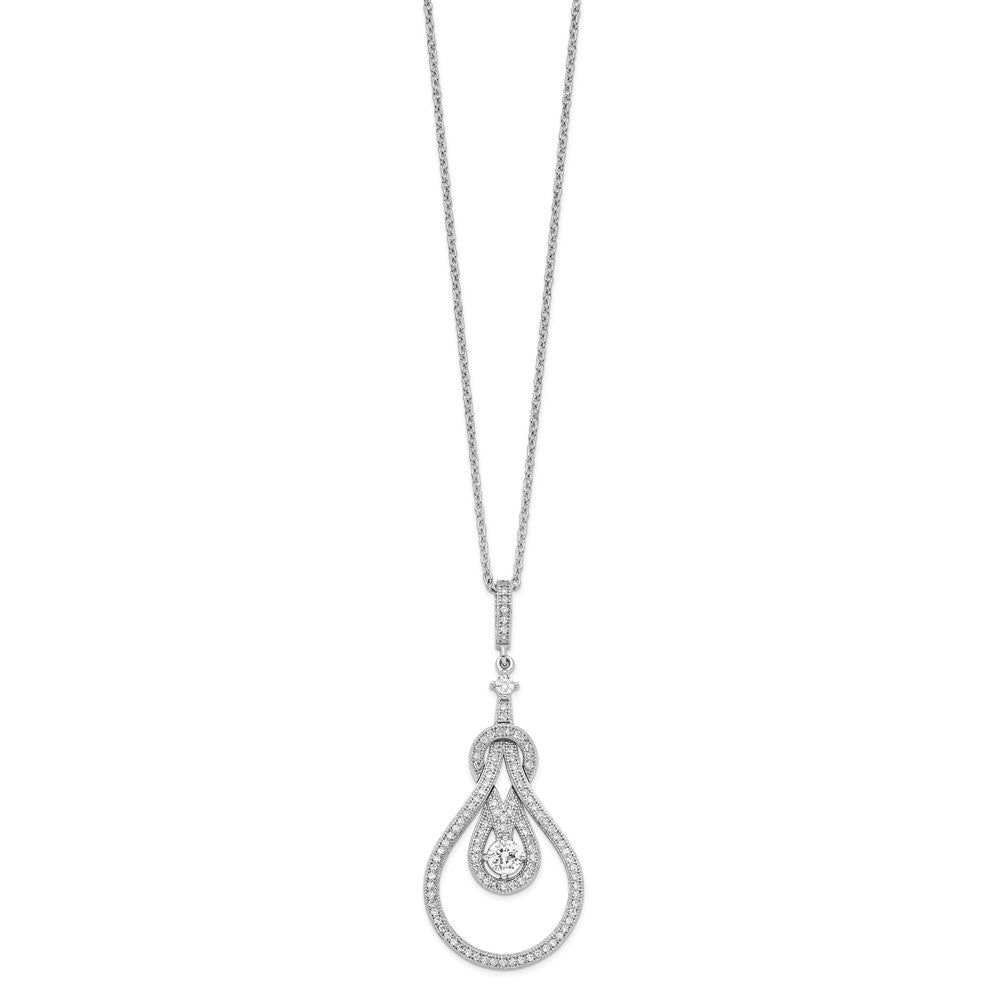 Brilliant Embers Sterling Silver Rhodium-plated 109 Stone 18 inch Micro Pav‚ CZ Polished Necklace with 2 Inch Extender 18 Inches