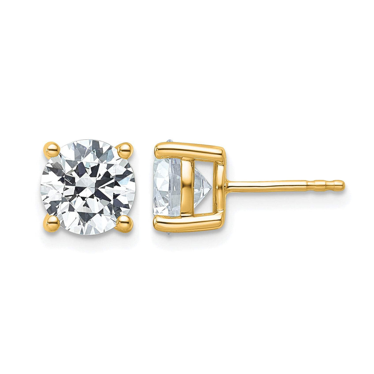 14K Gold 4 Carat Lab Grown Diamond VS/SI+ G+ Round 4-Prong Heavyweight Complete Stud Earrings