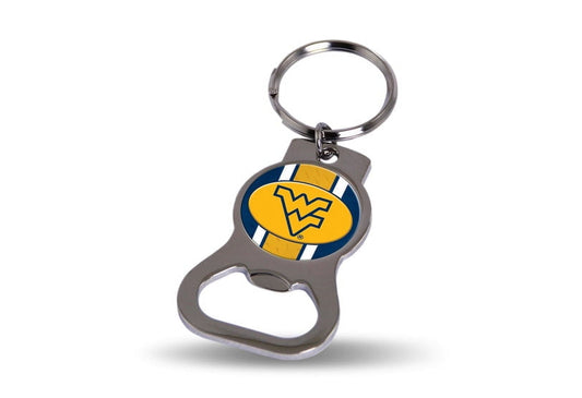 NCAA West Virginia Silver-tone Bottle Opener Key Ring by Rico Industries Q-GC6446