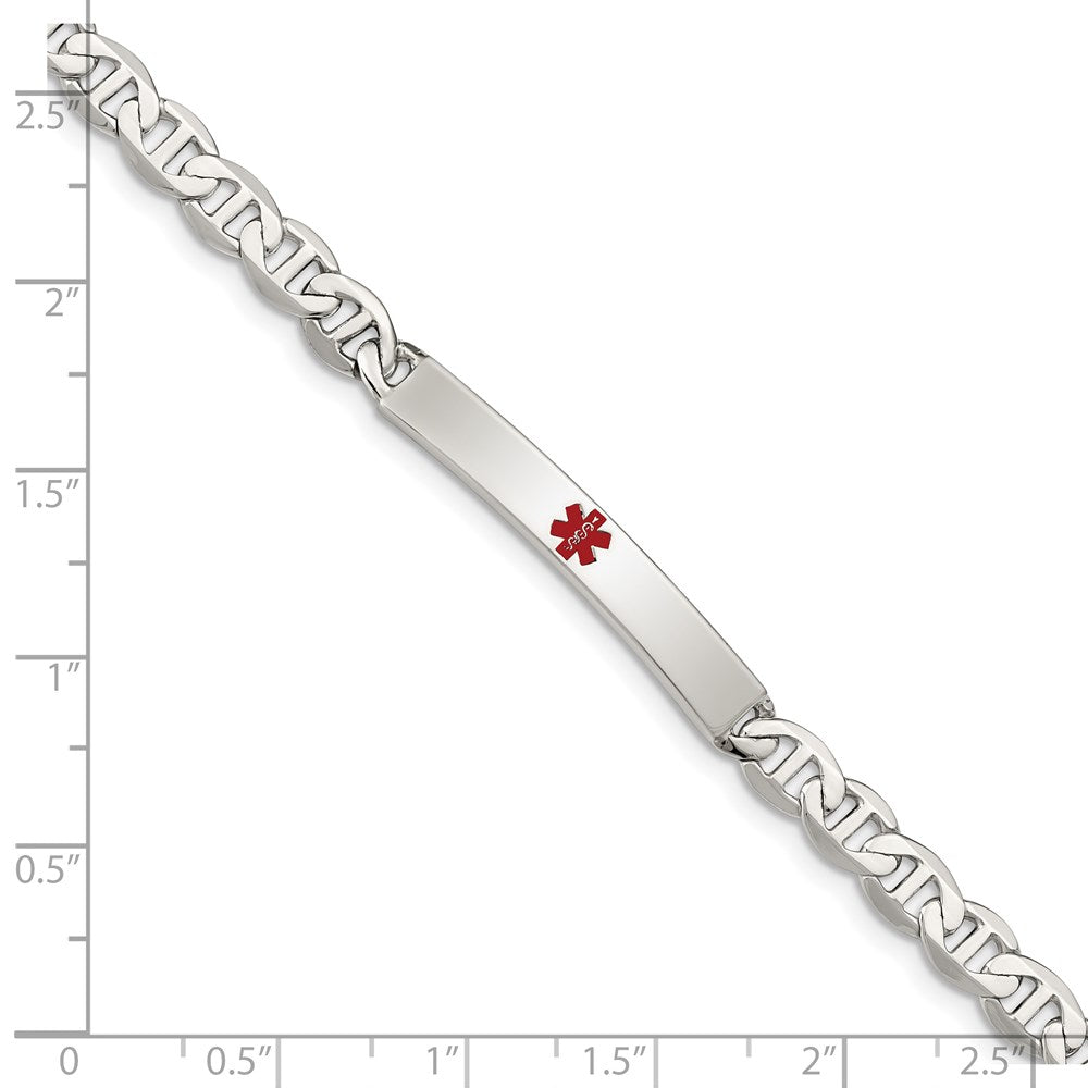 Sterling Silver Polished Medical Anchor Link ID Bracelet 7.5 inches