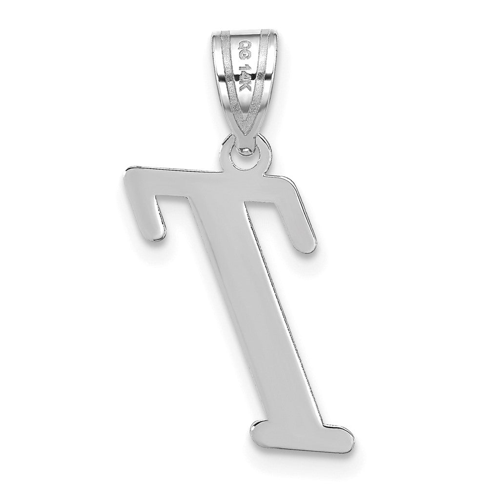 14kw Polished Letter T Initial Pendant