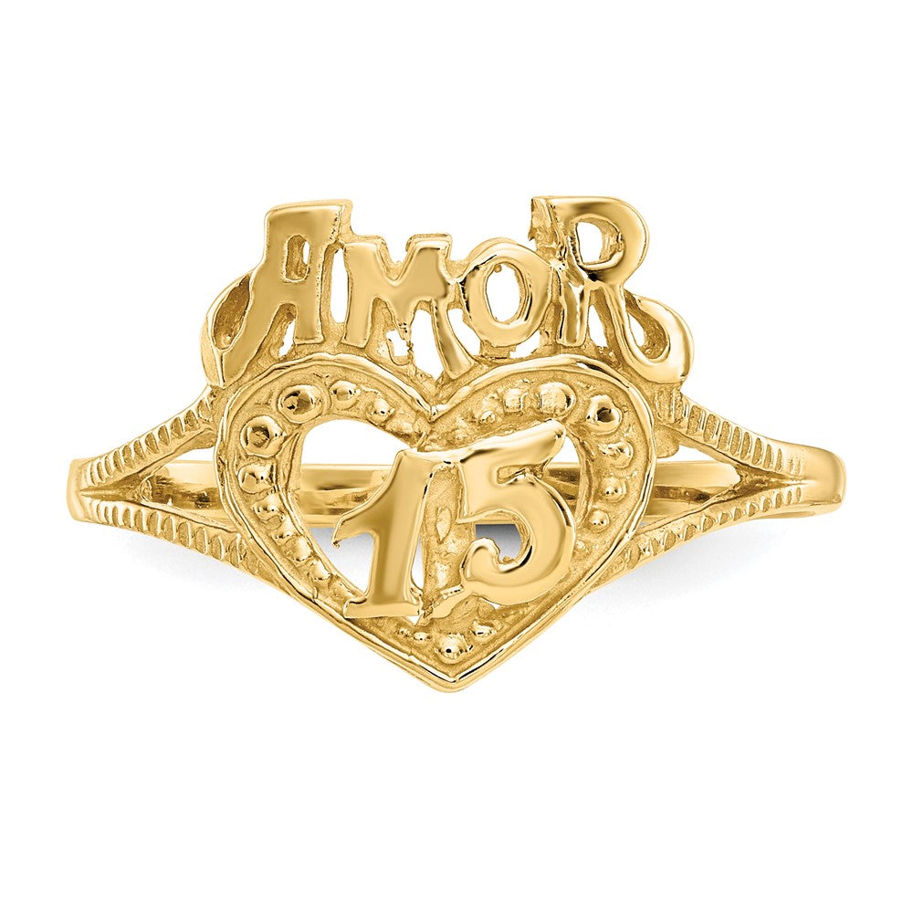 14K 15 Amor Heart Ring Size 6