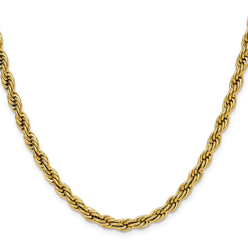Chisel Stainless Steel Polished Yellow IP-plated 5mm 20 inch Rope Chain