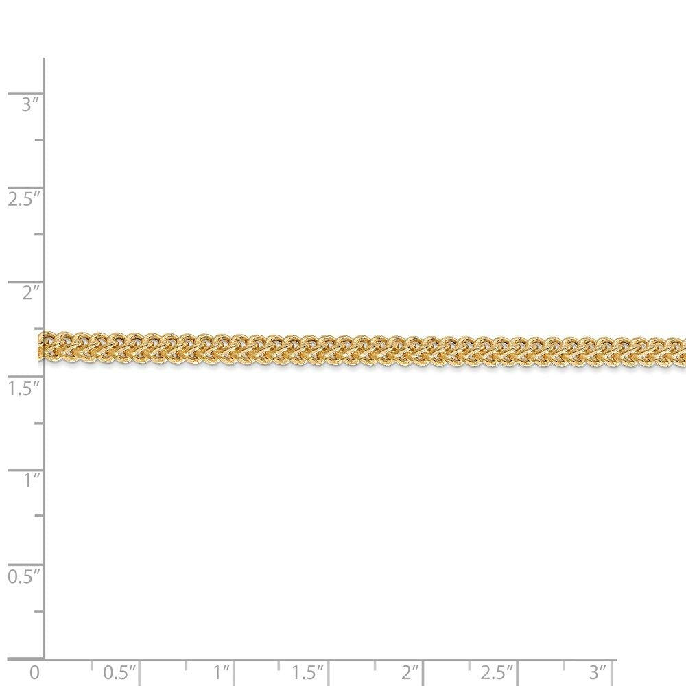 14K 22 inch 3mm Semi-Solid Franco with Fancy Lobster Clasp Chain
